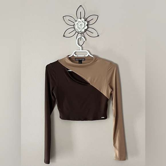 Women’s Sommer Ray Soft Cut-Out Colour Block Cropped Top - Picture 1 of 8